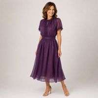 Flavia | Vestido maxi con escote en lágrima y borde de encaje de chiffon