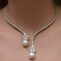 Collar elegante con perlas de plata esterlina