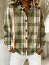 Hazel | Cardigan de botones a cuadros verde oliva