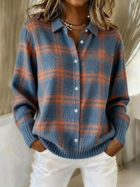 Zafira | Cardigan a cuadros azul cálido