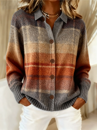 Edith | Cardigan a cuadros con degradado otoñal