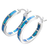 Pendientes circulares chic con ópalo de fuego azul