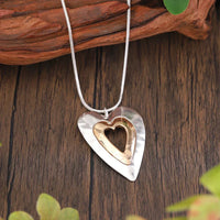 Cadena de corazón vintage de plata y oro