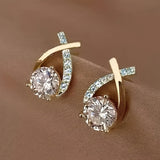 Pendientes con cruz de oro y zirconia cúbica