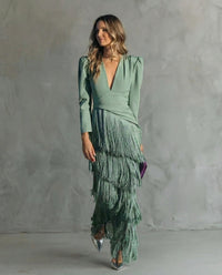 Chiara | Vestido Elegante con Mangas de Flecos