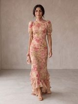 Rosario | Vestido Largo Estampado Floral de Chiffón