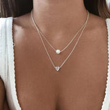 Conjunto de collar refinado con corazón y perla