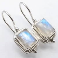 Beatriz - Pendientes vintage con piedra lunar cuadrada