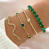 Conjunto vintage de pulseras con zirconia verde